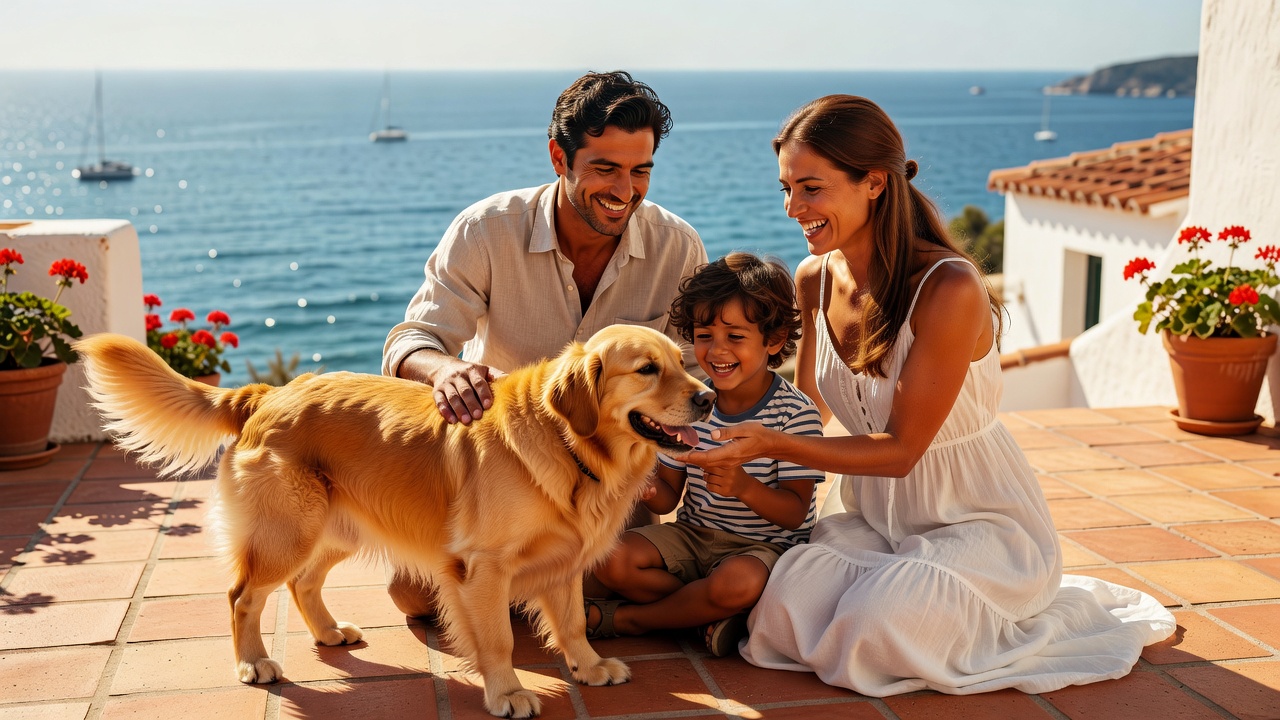 Familia feliz con su perro